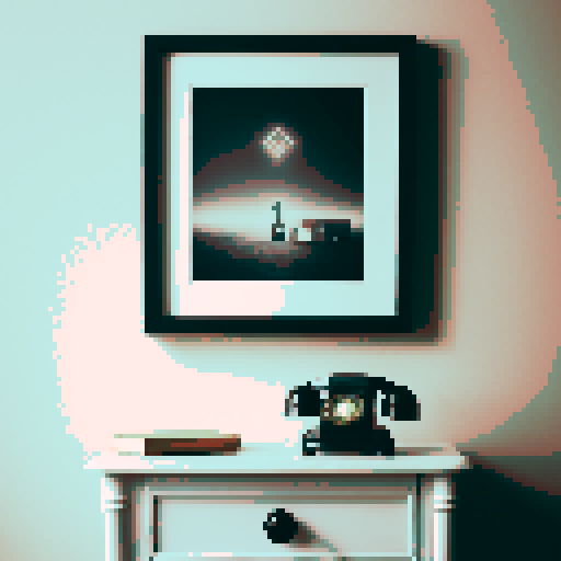 Framed Photo, Nightstand, Black Telephone