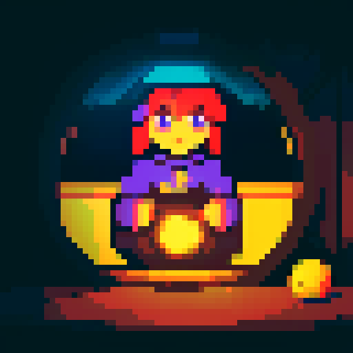 Zoom in into the crystall ball that the witch is looking at to see the clientes fortune.