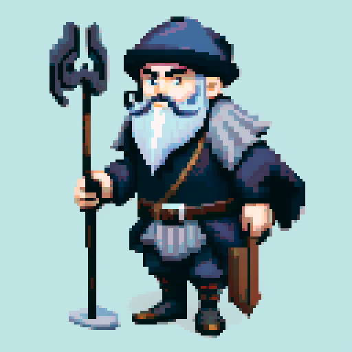 old antropomorphic raven druid with grey beard, with staff in hand