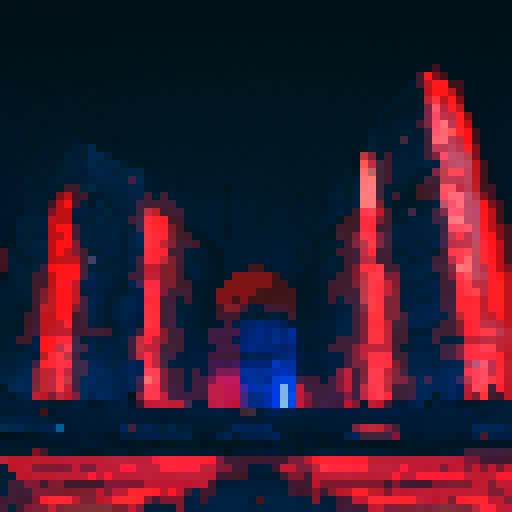 Futuristic colosseum, towering skyscrapers, neon lights, vibrant colors, people wearing futuristic outfits, pixel art
