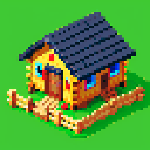 pixel art 2d log cabin