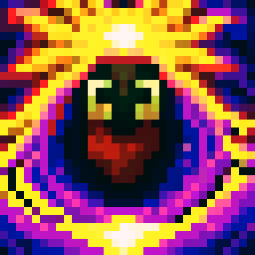 Colorful swirls of vibrant hues, pixelated game icon, 32x32 art style, sRGB color space, skillful depiction, close-up shot, captivating portrait