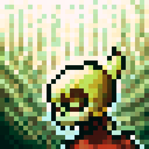 Tiny green goblin, brown cloth, game icon style, 32x32 pixel art, sRGB, skill art, close up, portrait