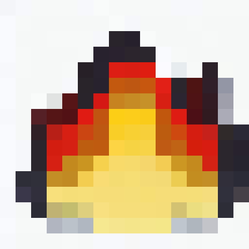 fire, blazing with vibrant hues, pixelated flames flickering in a mesmerizing dance, close up of a fierce game icon, a 16x16 portrait awash in fiery intensity