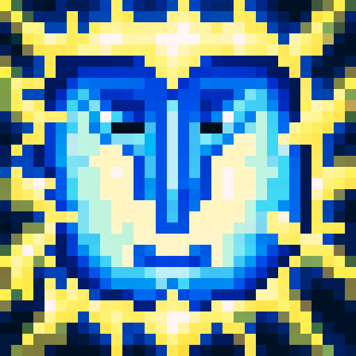 blue haired pirate with sword smiling eyepatch