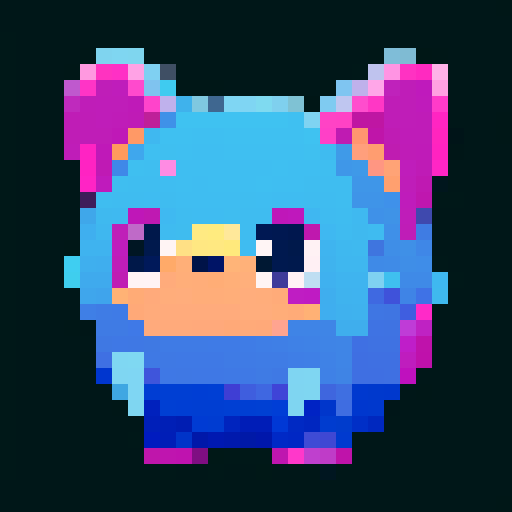 small, adorable creature with big, expressive eyes, vibrant and bold colors, detailed shading