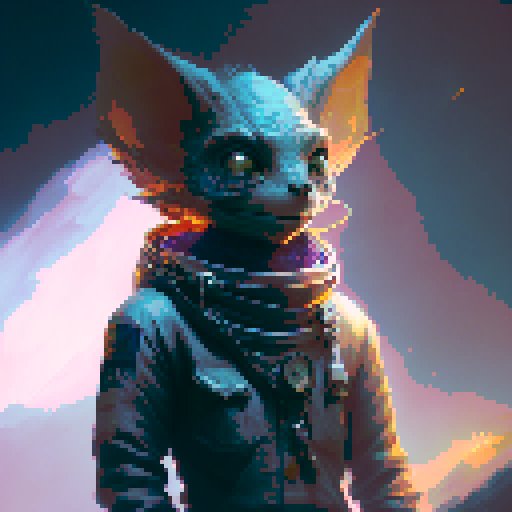 A fire imp. furry and gremlin-like. on a grey background