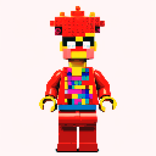 lego pixel, vibrant colors, blocky shapes, small plastic bricks, isometric perspective, retro video game, low resolution, 8-bit graphics, sharp edges, square grid, limited color palette, nostalgic feel, brick-built characters, iconic lego logo, digital recreation, detailed textures, crisp lines, simplified forms, nostalgic gaming vibes
