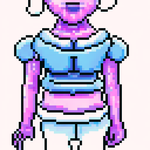 Cozy and sleepy character sprite, purple and blue shades, pixel art style, isometric view, fantasy RPG