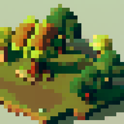 chestnut tree, green leaves, brown trunk, fantasy top-down RPG with an orthogonal camera, not isometric,simple