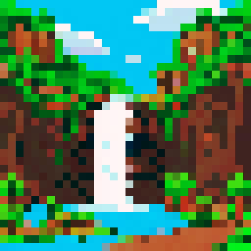An 8-bit waterfall on an island in Scotland. 