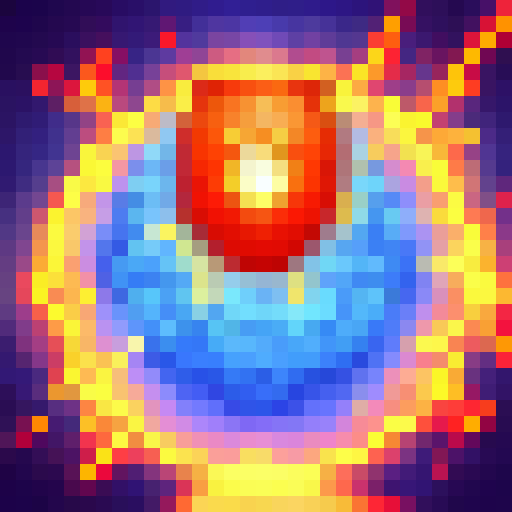 Elemental blast, blue and orange colors, volcanic bolt of energy