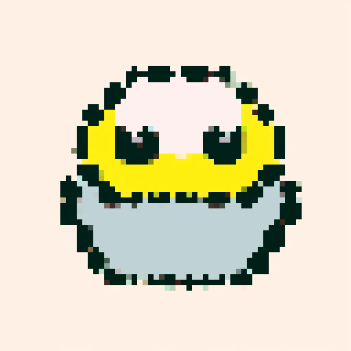 a yellow tamagotchi cute monster sprite, white background