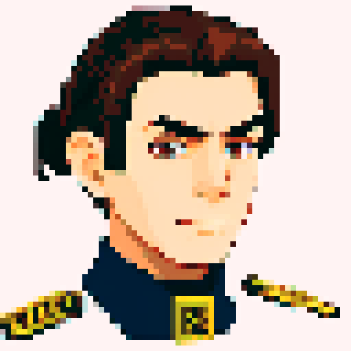 Male Imperial soldier with brown hair in a short ponytail