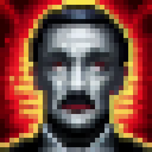 Hitler, standing tall in a black coat and red armband, gazes out at a sea of swastikas as lightning strikes behind him, illuminating his menacing expression and the bleak, desolate landscape.