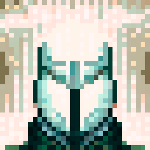 cyborg steel head, sleek and metallic, with intricate circuitry and glowing neon accents, surrounded by a suit of futuristic armor, all rendered in a game icon style, in a 32x32 pixel art format, vibrant sRGB colors, showcasing its detailed skill art, shown in a close-up portrait