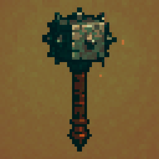 a fantasy mace with a blocky top