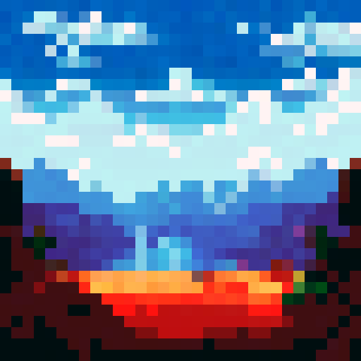 Gun smoke lingers in the air above a barren, dusty landscape with jagged mountains looming over pixelated cacti and a lone cowboy's silhouette in the foreground