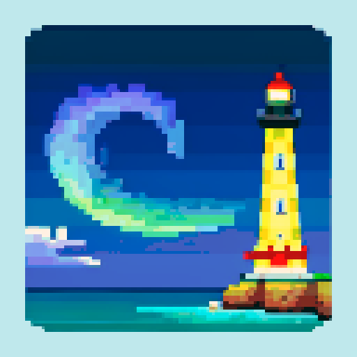 lighthouse, sea, aurora