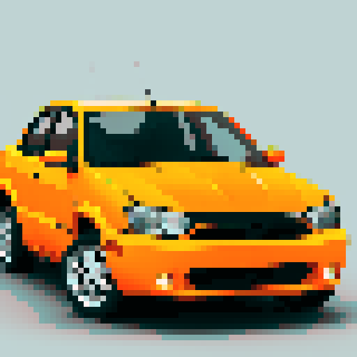 crashed orange dodge neon