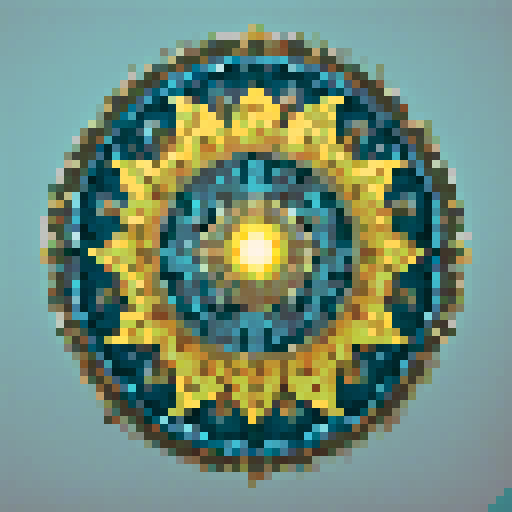 A breathtaking celestial mandala masterpiece featuring an intricate cosmic dance between the moon and sun, rendered in semi-realistic style with bold, flowing outlines that create a mesmerizing sense of movement. The moon section glows with ethereal blue-gray luminescence, its cratered surface textured with icy cyan highlights and deep slate shadows. The sun portion radiates with essential golden-yellow solar flares (only where necessary) surrounded by a corona of warm tans and rich browns. The 