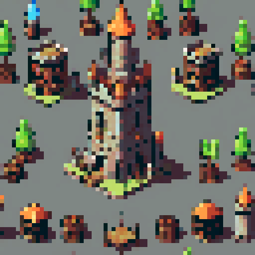 isometric, tower of mages, building in castle, medieval, inside, potions, book shelfs, building, table,block