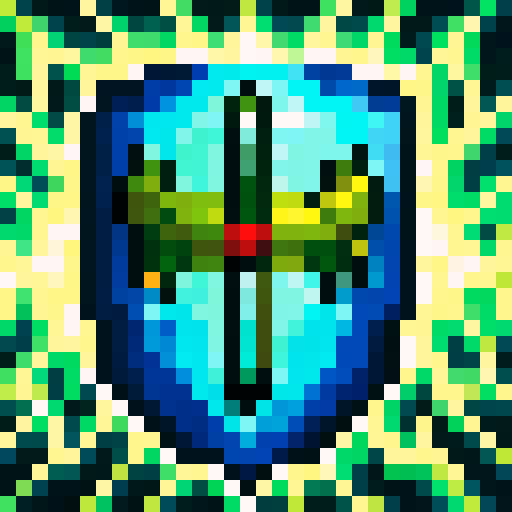 sword icon, game icon, 32x32 pixel art, sRGB, skill art, close up, portrait, metallic shine, glowing blue blade, intricate hilt, sharp edges, engraved runes