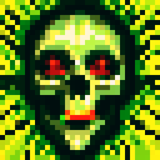 Symmetrical skull, only four colors, evil vibe