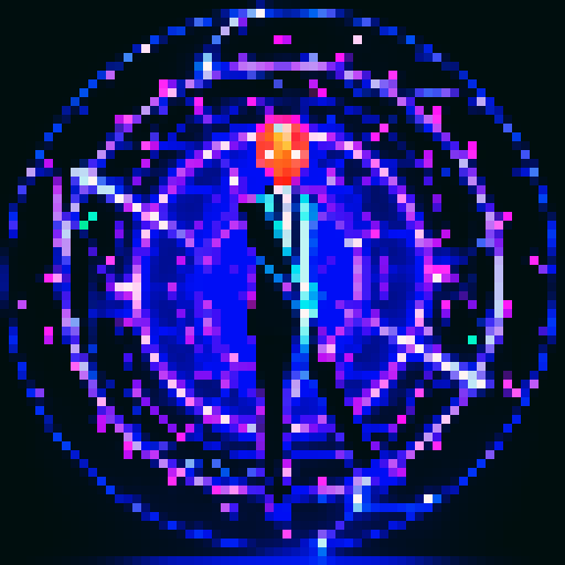 pixelated Marc Zuckerberg casting a spell, glowing lines of code swirling around him, holographic machine learning models floating in the air, vibrant colors illuminating the dark room, digital sparks flying from his fingertips
