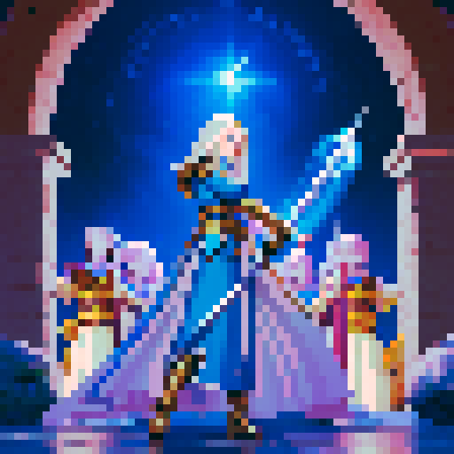 female swordsman, tall and confident, wielding a sword of light, a scene straight out of a captivating fantasy RPG like Phantasy Star