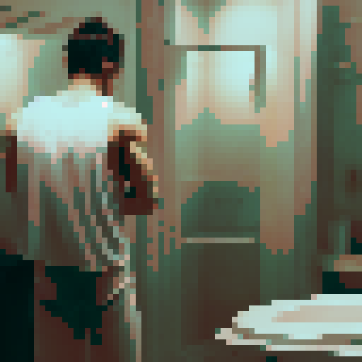 father in bathroom standing in white underwear giving himself a wedgie