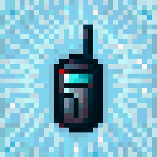 Walkie Talkie, retro pixel art, vibrant colors, close-up of buttons, skillfully detailed, 32x32 game icon, sRGB palette, focused portrait