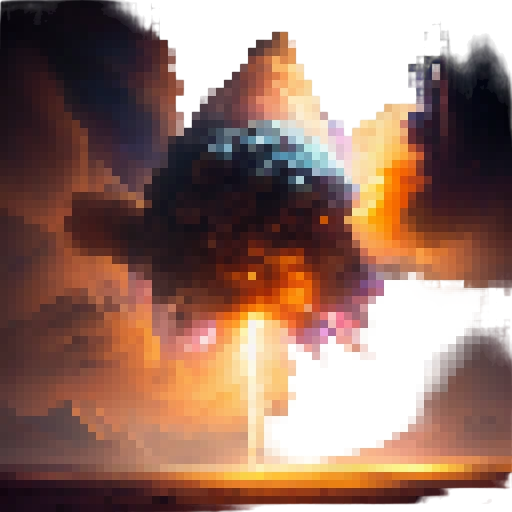 Fiery meteorite hurtling through the starry sky, leaving a trail of sparks and smoke, crashes into the vast, green wilderness of Earth, causing a colossal explosion that shatters the tranquil landscape and sends shockwaves rippling through the air, all depicted in a vibrant, hyper-realistic style.
