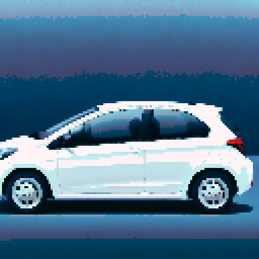 Photorealistic whole Toyota Yaris, centered, three-quarter view, right front wheel, clean background, realistic colors, pixel art style
