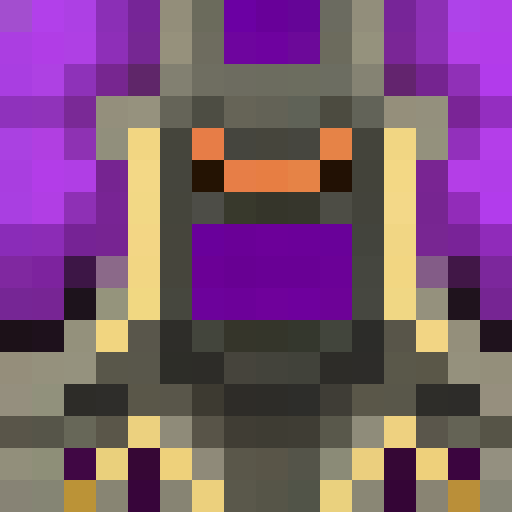 Hooded, scarred ninja with piercing eyes, gripping a bloodied katana, surrounded by swirling purple mist, in a dramatic pose