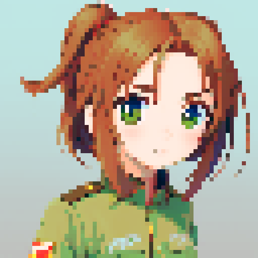 combat green uniform, army, cute girl, brown hair, brown eyes