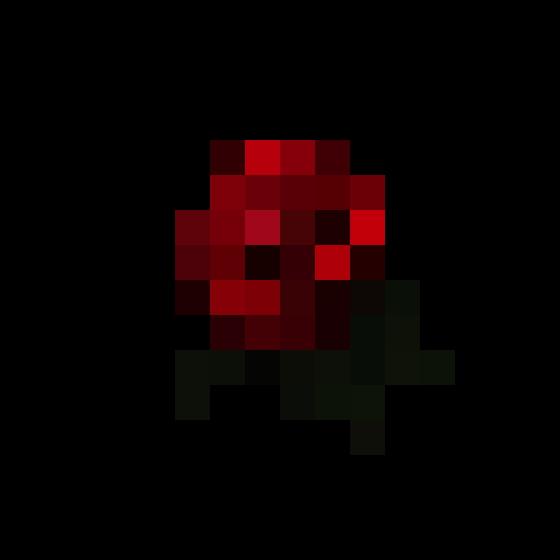 Red sphere with a rose in the middle of it