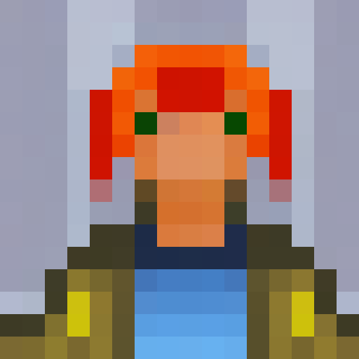 Samus, armed with her plasma gun and in her classic power suit, stands tall against a backdrop of glowing neon lights and retro-futuristic architecture in a 16-bit pixel art style.