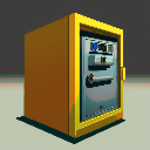 Show a vault with a big safe in it
