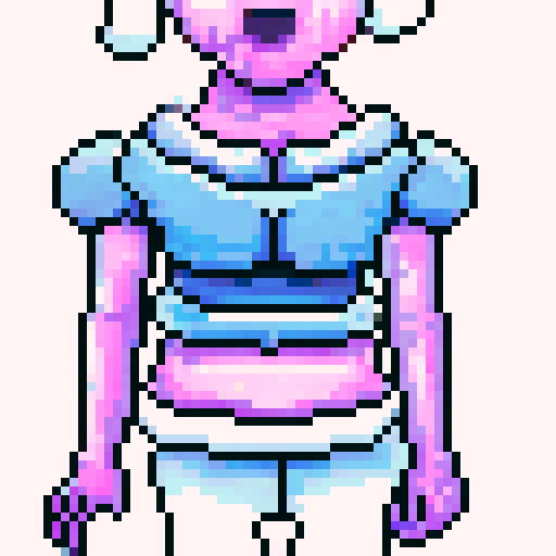 Cozy and sleepy character sprite, purple and blue shades, pixel art style, isometric view, fantasy RPG