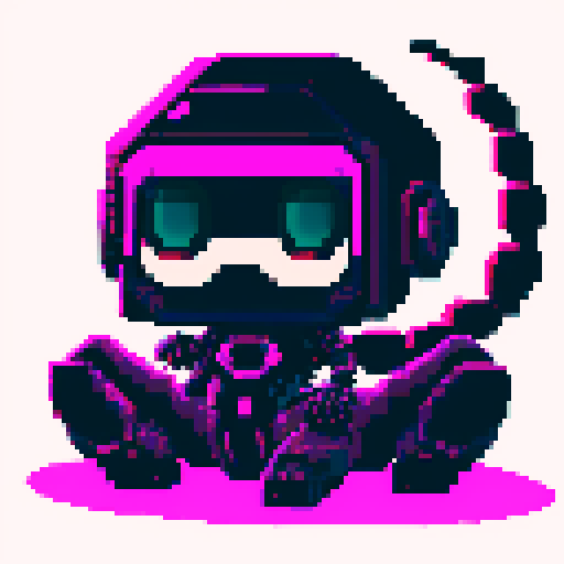 full body cute cyberpunk scorpion with human head, human head is from anime inspired character with vibrant hair, expressive eyes, and a playful smile