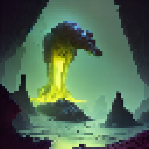 Lanky, slime-covered, and grotesque, the cave-dwelling monster awaits its challenger in a boss fight straight out of a fantasy RPG.