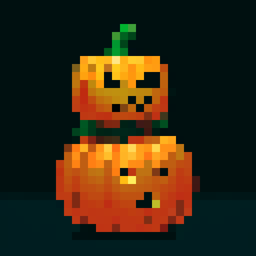  A headless horsemen character. This will be the player character. They have a pumpkin for their head. In some versions it will be without the head and will hold the pumpkin in its hands. But this version the player should have the pumpkin head. Headless horsemen also ride horses but I don't want that for this version.

The head should be clearly visible. The body should be short, with the body being about the same size as the head, maybe smaller, like in Mario games.