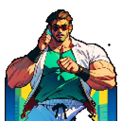 Strong, Big, Buff, Man in underwear doing a silly pose with sunglasses