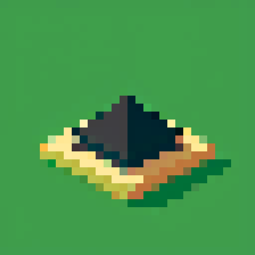 tent, black outlines, square platform, orthogonal camera, top-down view, simple pixel art, plain background