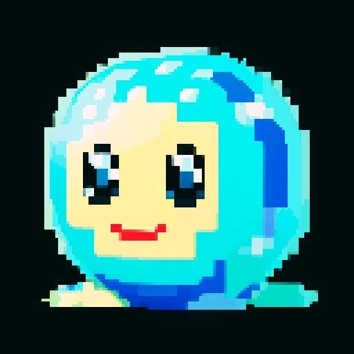 A larger, dazzling slime with a body made of semi-transparent, glittering gemstones. It has bright, sparkling eyes and a joyful smile, with light reflecting off its facets. No background.

