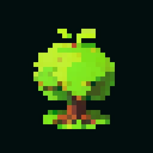 A small, young tree-like creature with tender green leaves sprouting from its branches. It has a slender trunk with light brown bark and a pair of bright, curious eyes. The sapling has a gentle, hopeful expression and stands firmly on its roots. No background.

