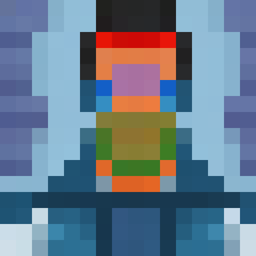 Full body Jemaine from Flight of the Conchords, pixelated in 16x16 game icon style, holding his guitar