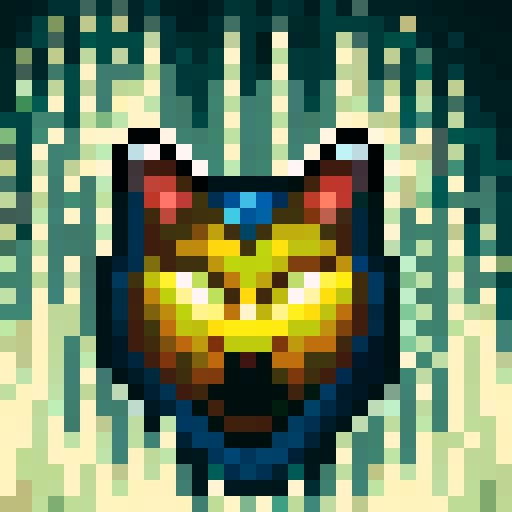 Goofy Cat, skillfully drawn, close up, pixelated, sRGB colors, game icon, 32x32 pixel art