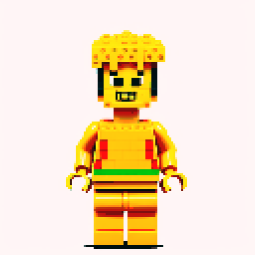 lego pixel, vibrant colors, blocky shapes, small plastic bricks, isometric perspective, retro video game, low resolution, 8-bit graphics, sharp edges, square grid, limited color palette, nostalgic feel, brick-built characters, iconic lego logo, digital recreation, detailed textures, crisp lines, simplified forms, nostalgic gaming vibes